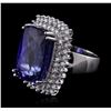 Image 1 : 14KT White Gold GIA Certified 24.17ct Tanzanite and Diamond Ring
