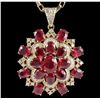 Image 1 : 14KT Yellow Gold 34.26ctw Ruby & Diamond Pendant with Chain