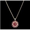 Image 3 : 14KT Yellow Gold 34.26ctw Ruby & Diamond Pendant with Chain