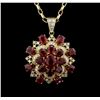 Image 4 : 14KT Yellow Gold 34.26ctw Ruby & Diamond Pendant with Chain