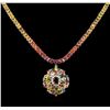 Image 1 : 79.54ctw Multicolor Sapphire and Diamond Necklace - 14KT White Gold