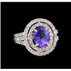 Image 1 : 14KT White Gold 1.82ct Tanzanite and Diamond Ring