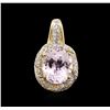 Image 1 : 14KT Yellow Gold 6.16ct Kunzite and Diamond Pendant