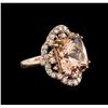 Image 1 : 10.80ct Morganite and Diamond Ring - 14KT Rose Gold