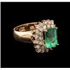 Image 2 : 3.66ct Emerald and Diamond Ring - 14KT Rose Gold