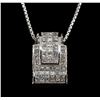 Image 1 : 3.36ctw Diamond Pendant With Chain - 18KT White Gold