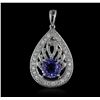 Image 1 : 14KT White Gold 1.88ct Tanzanite and Diamond Pendant With Chain