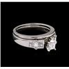 Image 1 : 0.78ctw Diamond Wedding Ring Set - Platinum