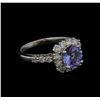 Image 1 : 1.15ct Tanzanite and Diamond Ring - 14KT White Gold