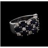 Image 1 : 4.10ctw Blue Sapphire and Diamond Ring - 14KT White Gold