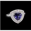 Image 1 : 1.40ct Tanzanite and Diamond Ring - 14KT White Gold