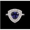 Image 2 : 1.40ct Tanzanite and Diamond Ring - 14KT White Gold