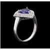 Image 3 : 1.40ct Tanzanite and Diamond Ring - 14KT White Gold