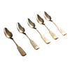Image 2 : Set of 5 Fiddle Tip Coin Silver Spoons 1860