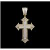 Image 1 : 1.25ctw Diamond Cross Pendant - 10KT Two-Tone Gold