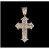 Image 2 : 1.25ctw Diamond Cross Pendant - 10KT Two-Tone Gold