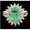 Image 4 : 14KT White Gold 1.53ct Emerald and Diamond Ring