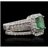 Image 1 : 14KT White Gold 1.20ct Emerald and Diamond Wedding Set