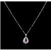 Image 2 : 14KT Yellow Gold 4.38ct Amethyst and Diamond Pendant With Chain