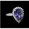 Image 1 : 6.63ct Tanzanite and Diamond Ring - 14KT White Gold