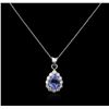 Image 1 : 14KT White Gold 2.43ct Tanzanite and Diamond Pendant With Chain