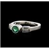Image 1 : 14KT White Gold 0.38ct Emerald and Diamond Ring
