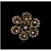 Image 1 : 14KT Yellow Gold Pearl and Diamond Brooch
