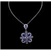 Image 2 : 14KT White Gold 18.01ctw Tanzanite and Diamond Pendant With Chain