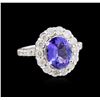 Image 1 : 1.86ct Tanzanite and Diamond Ring - 14KT White Gold