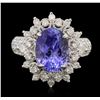 Image 2 : 14KT White Gold 4.30ct Tanzanite and Diamond Ring