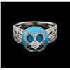 Image 2 : 18KT White Gold Turquoise and Diamond Ring