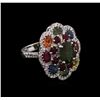 Image 1 : 7.21ctw Multi Gemstone and Diamond Ring - 14KT White Gold