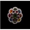 Image 2 : 7.21ctw Multi Gemstone and Diamond Ring - 14KT White Gold