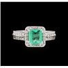 Image 2 : 1.09ct Emerald and Diamond Ring - 14KT White Gold