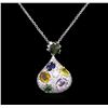 Image 1 : 4.20ctw Sapphire and Diamond Pendant With Chain - 14KT White Gold