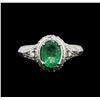 Image 1 : 1.25ct Emerald and Diamond Ring - 14KT White Gold
