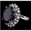 Image 1 : 14KT White Gold 11.02ct Amethyst and Diamond Ring