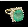 Image 1 : 14KT Yellow Gold GIA Certified 6.70ct Emerald and Diamond Ring