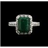 Image 1 : 3.45ct Emerald and Diamond Ring - 14KT White Gold