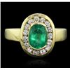 Image 2 : 18KT Yellow Gold 1.19ct Emerald and Diamond Ring