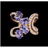 Image 2 : 2.55ctw Tanzanite and Diamond Ring - 14KT Rose Gold