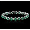 Image 1 : 14KT White Gold 15.83ctw Emerald and Diamond Bracelet