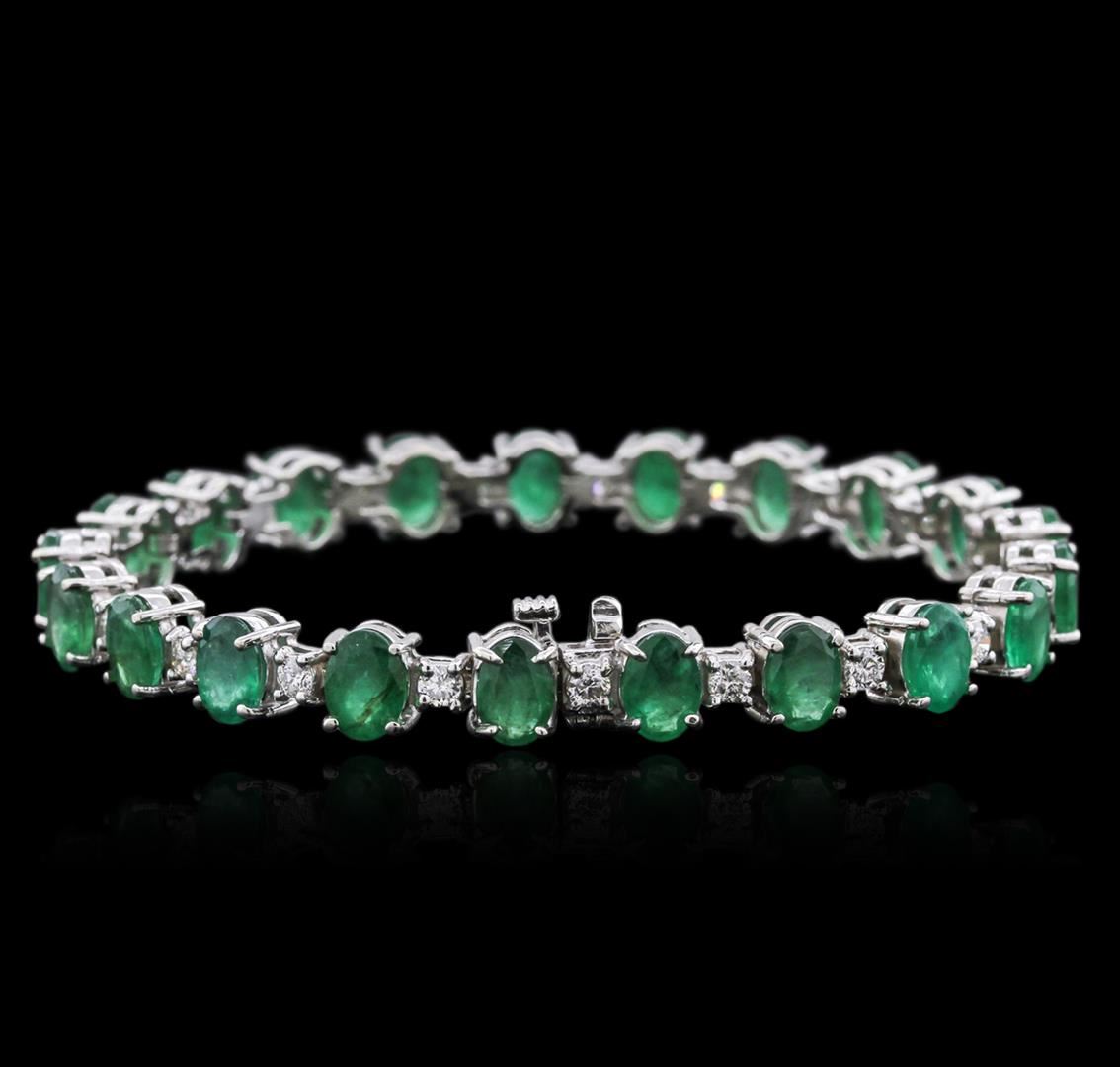 14KT White Gold 15.83ctw Emerald and Diamond Bracelet