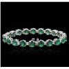 Image 2 : 14KT White Gold 15.83ctw Emerald and Diamond Bracelet