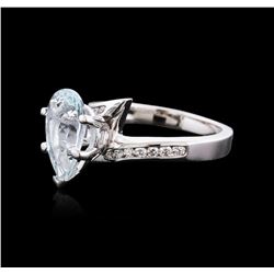 14KT White Gold 2.19ct Aquamarine and Diamond Ring