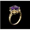 Image 3 : 5.60ct Amethyst and Diamond Ring - 14KT Yellow Gold
