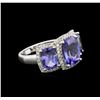 Image 1 : 6.18ctw Tanzanite and Diamond Ring - 18KT White Gold