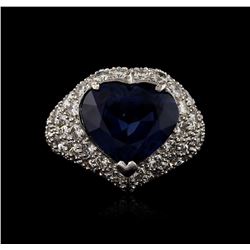 Platinum GIA Certified 7.92ct Sapphire and Diamond Ring