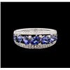 Image 2 : 1.39ctw Sapphire and Diamond Ring - 18KT White Gold
