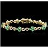 Image 1 : 14KT Yellow Gold 4.71ctw Emerald and Diamond Bracelet